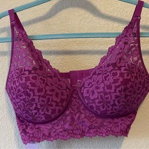 NWOT Maidenform Pure Comfort Convertible Fuschia Lacey Bralette Size 38-D